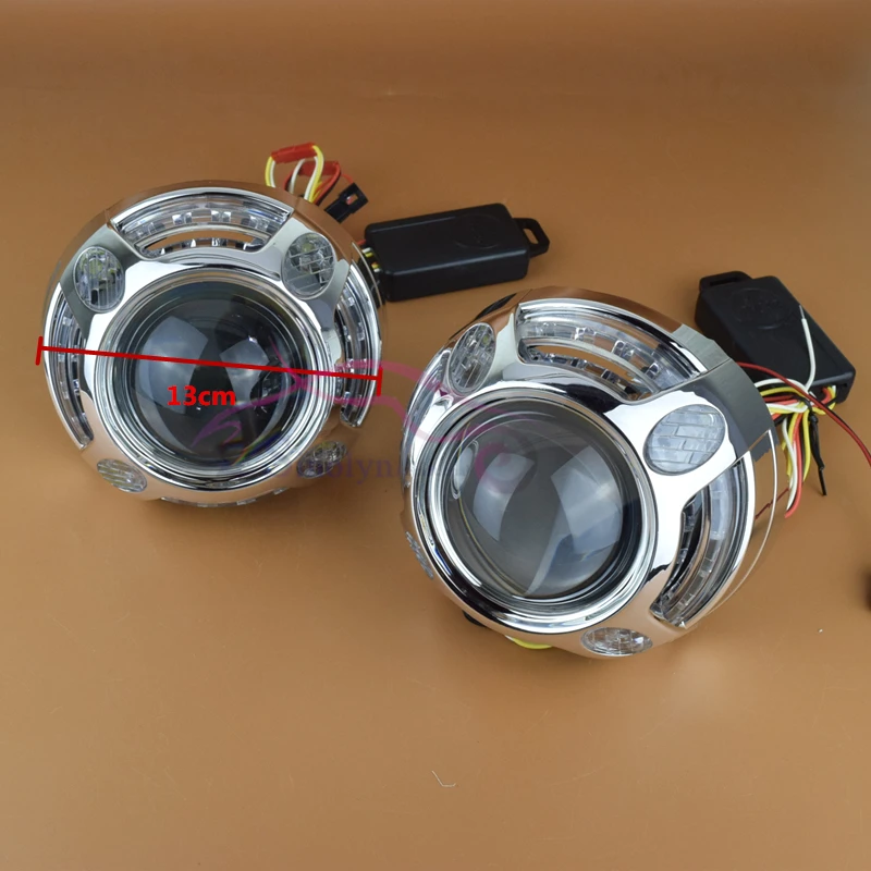 US $69.52 Sinolyn Bixenon Headlight Projector Lens Angel Eyes Turn Signal Light Lenses For H7 H4 Cars Accessories Retrofit DIY Use H1 HID