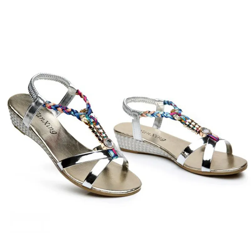

2018 SAGACE Summer Rhinestone Women Flat Sandals for Women Fashion Casual Sandals Comfortable Beach Buty Shoes <=487g37