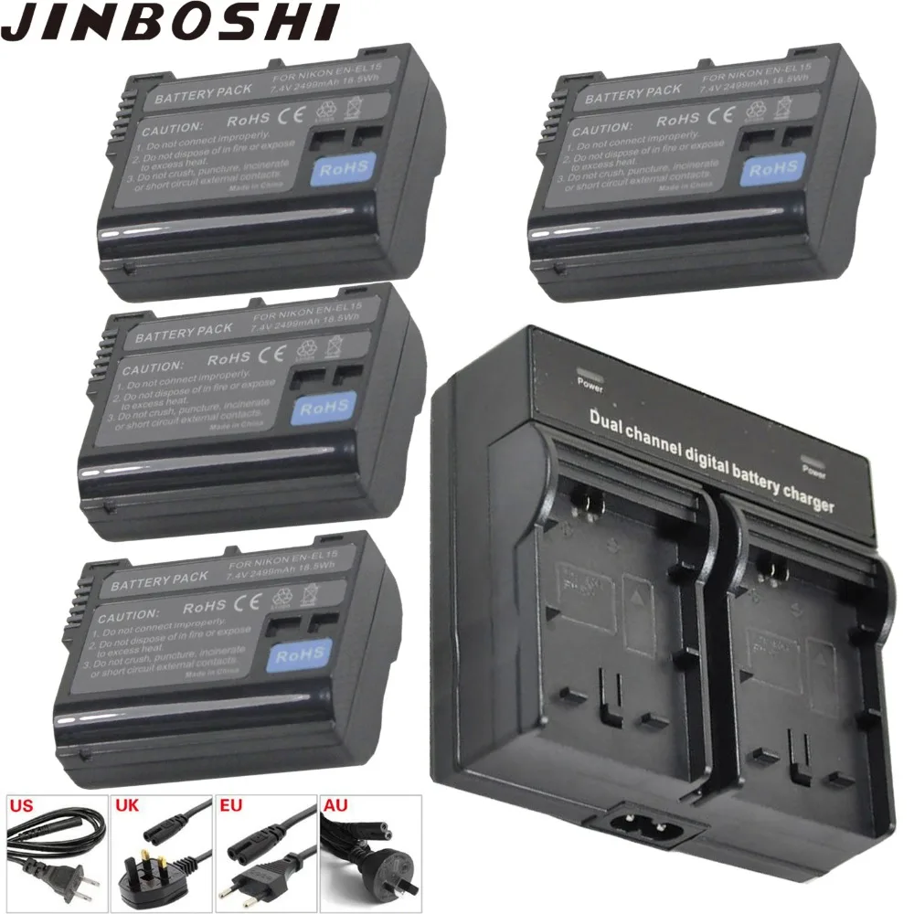 

JINBOSHI 4x EN EL15 ENEL15 EN-EL15 Rechargeable Battery pack& LED charger for Nikon D600,D610,D750,D7000,D7100,D7200,D800