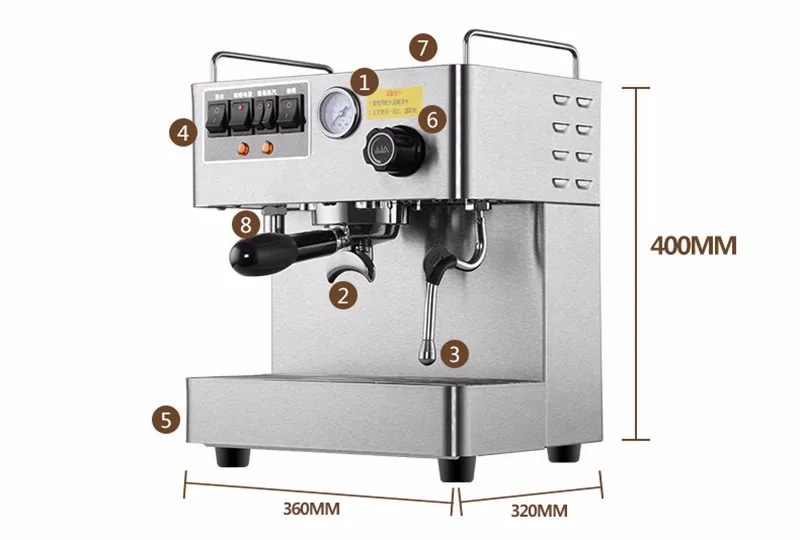 Коммерческий профессиональный корпус из нержавеющей стали, высокое качество, эспрессо, Кофеварка, бойлер, капучино, кофемашина