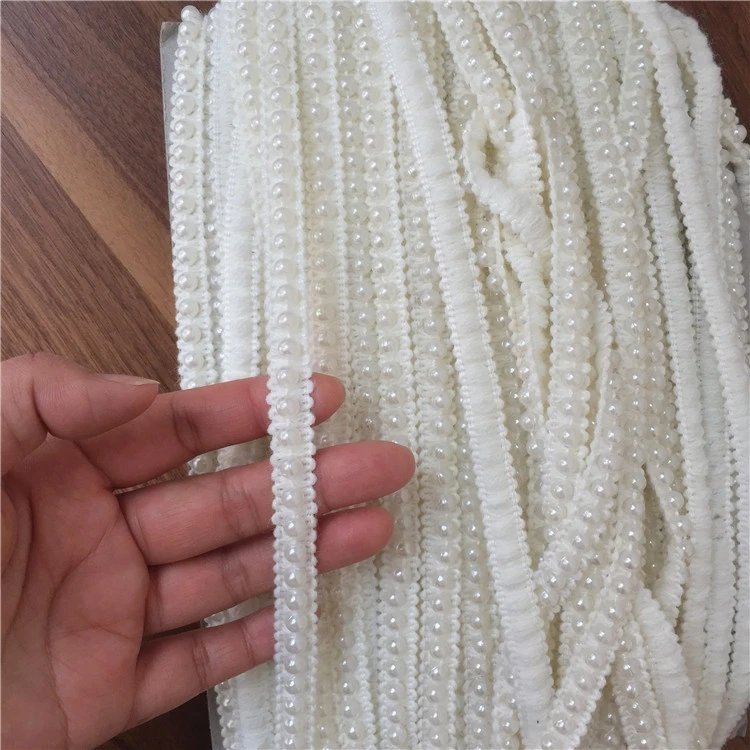 

10 yards/lot Stringing Beaded Lace Trim DIY Handmade Wedding Dress Clothes Wool Bead Lace Accessories Lace Fabric RS550