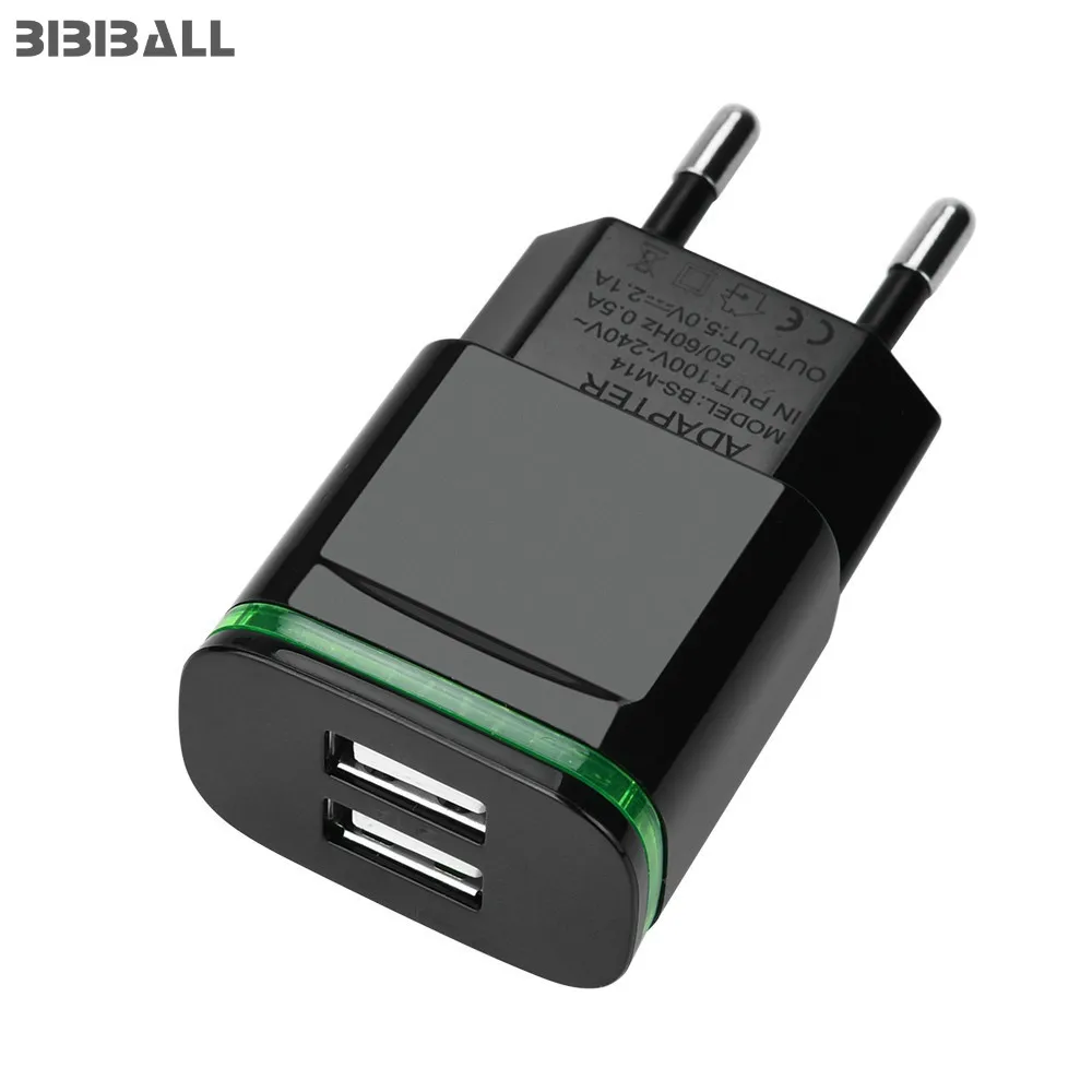 Зарядное устройство с двумя светодиодами USB 2 А безопасный адаптер для быстрой