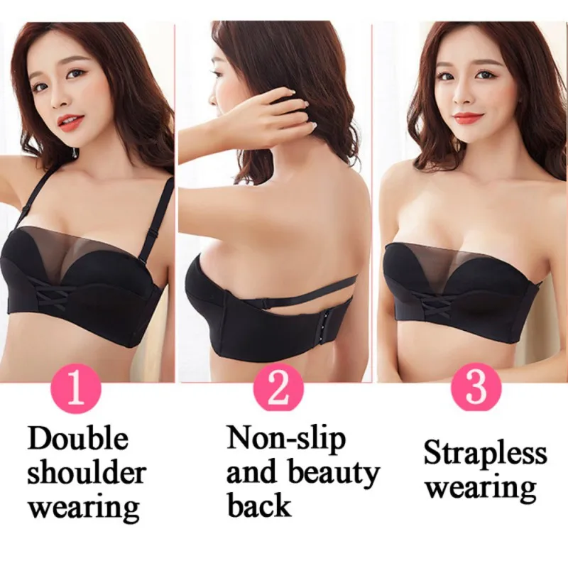 ROPALIA Invisible Bra Strapless Bralette 1/2 Cup Party Wedding Lady Magic Underwear Sexy Lingerie Female Seamless Temptation Bra