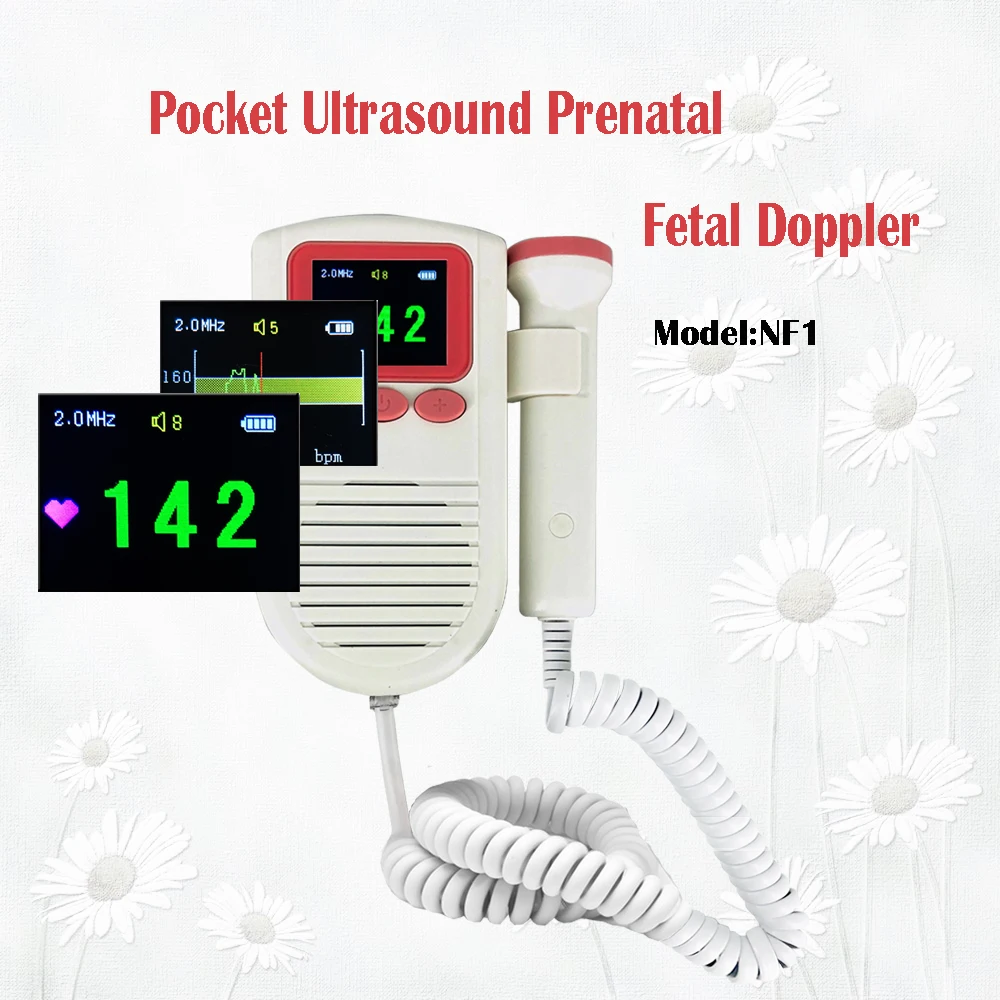 

Added 2MHz probe Alarm Function & FHR Curve LCD display Fetal Doppler Portable ultrasound fetal heart monitor