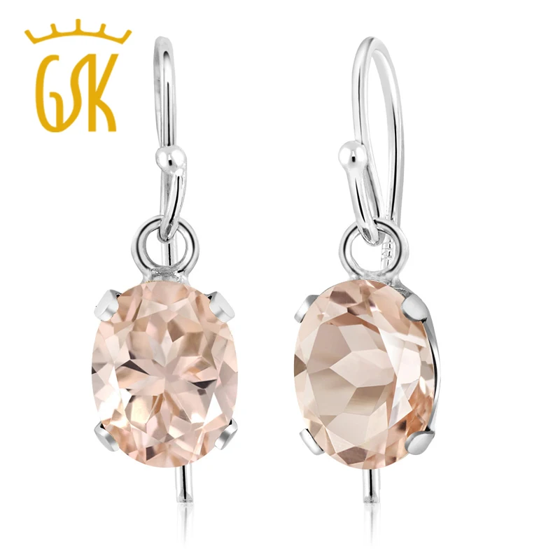 

Sterling Silver Oval Peach Morganite Earrings 1.30 cttw Gemstone 7X5MM