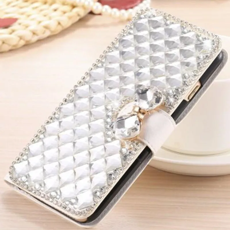 1 ШТ. Новый Роскошный Bling Rhinestone Диаманта Бумажник Кожаный Чехол Для Huawei Honor 7