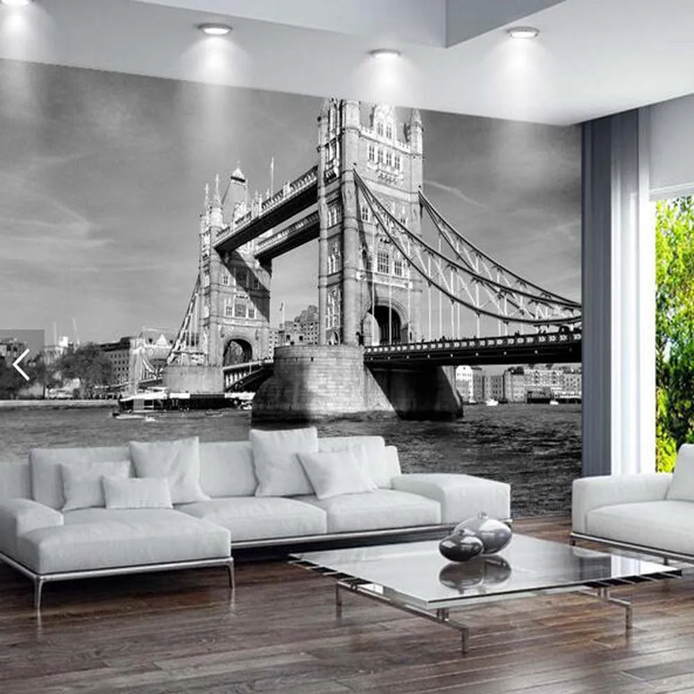 

European Vintage London Tower Bridge City Landscape Wallpaper Art for Living Room 3d Photo Murals Old Architectural