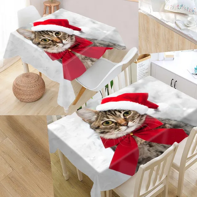 Buy New Arrival Custom animal cats christmas Table Cloth Waterproof Oxford