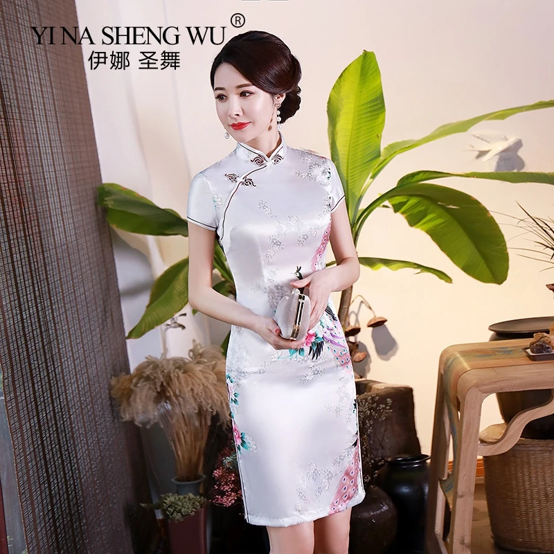 Китайское традиционное платье женское элегантное тонкое Cheongsam Tang костюм с