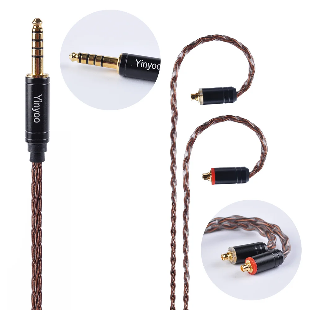 Yinyoo 8 Core чистый Медь кабель 2,5/3,5/4,4 мм балансный кабель с MMCX/2pin разъем для KZAS10 ZSN PRO ZST ZS6 C10 C16 - Цвет: MMCX 4.4
