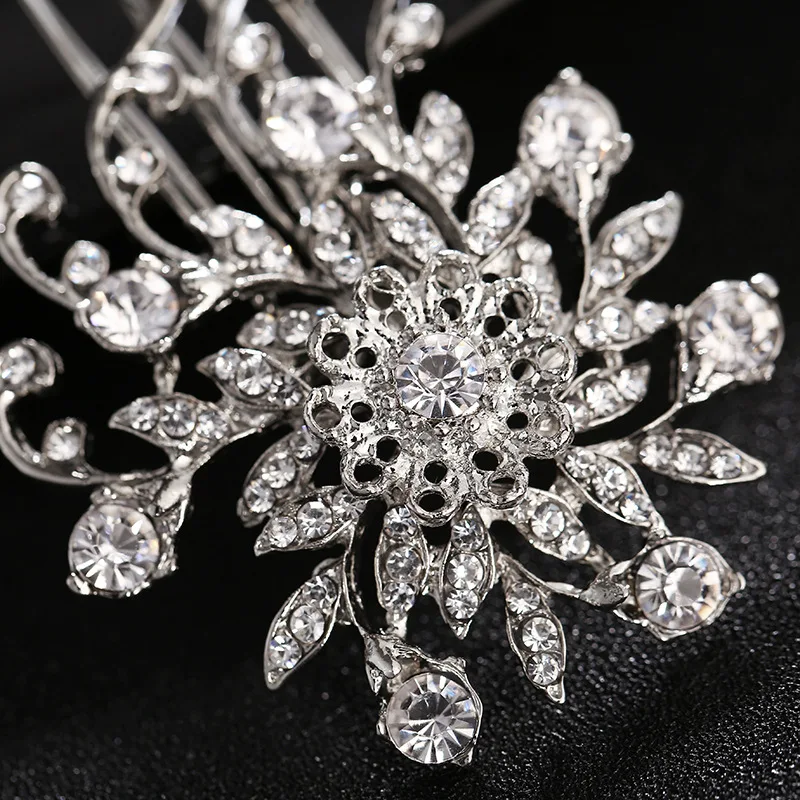 Женская серебряная расческа для волос SSYFashion украшение из сплава с инкрустацией