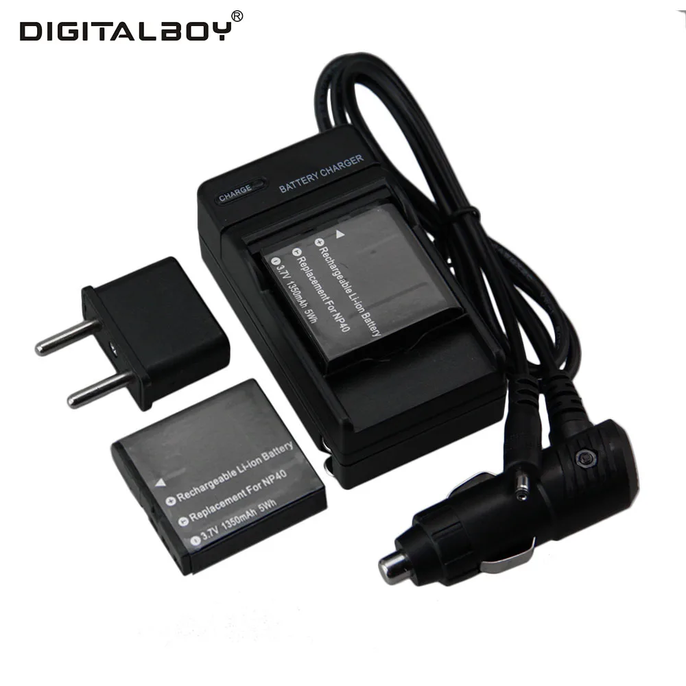 

2pcs Battery + Charger CNP-40 NP-40 CNP 40 Rechargeable Li-ion Camera Battery For Casio Z200 Z1050 Z750 Z1080 Z700