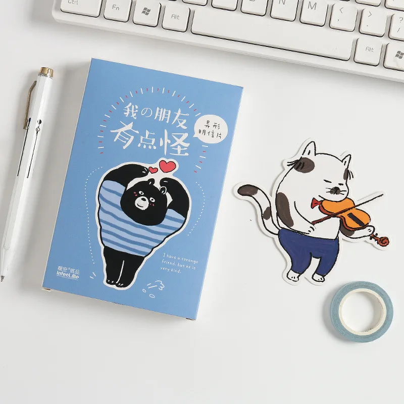 

30 Sheets/Set Kawaii Funny Cat Bear Animal Postcard/Greeting Card/Message Card/Birthday Letter Envelope Gift Card