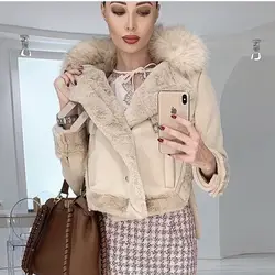 Экспорт, Русская женская модная куртка из искусственной кожи, съемный воротник из искусственного меха, куртка с длинными рукавами, верхняя