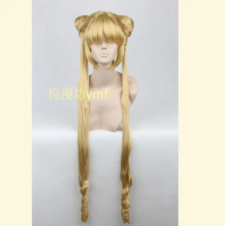 

sailor moon,120cm culy long gold anime cosplay costume wig,stock.Free shipping