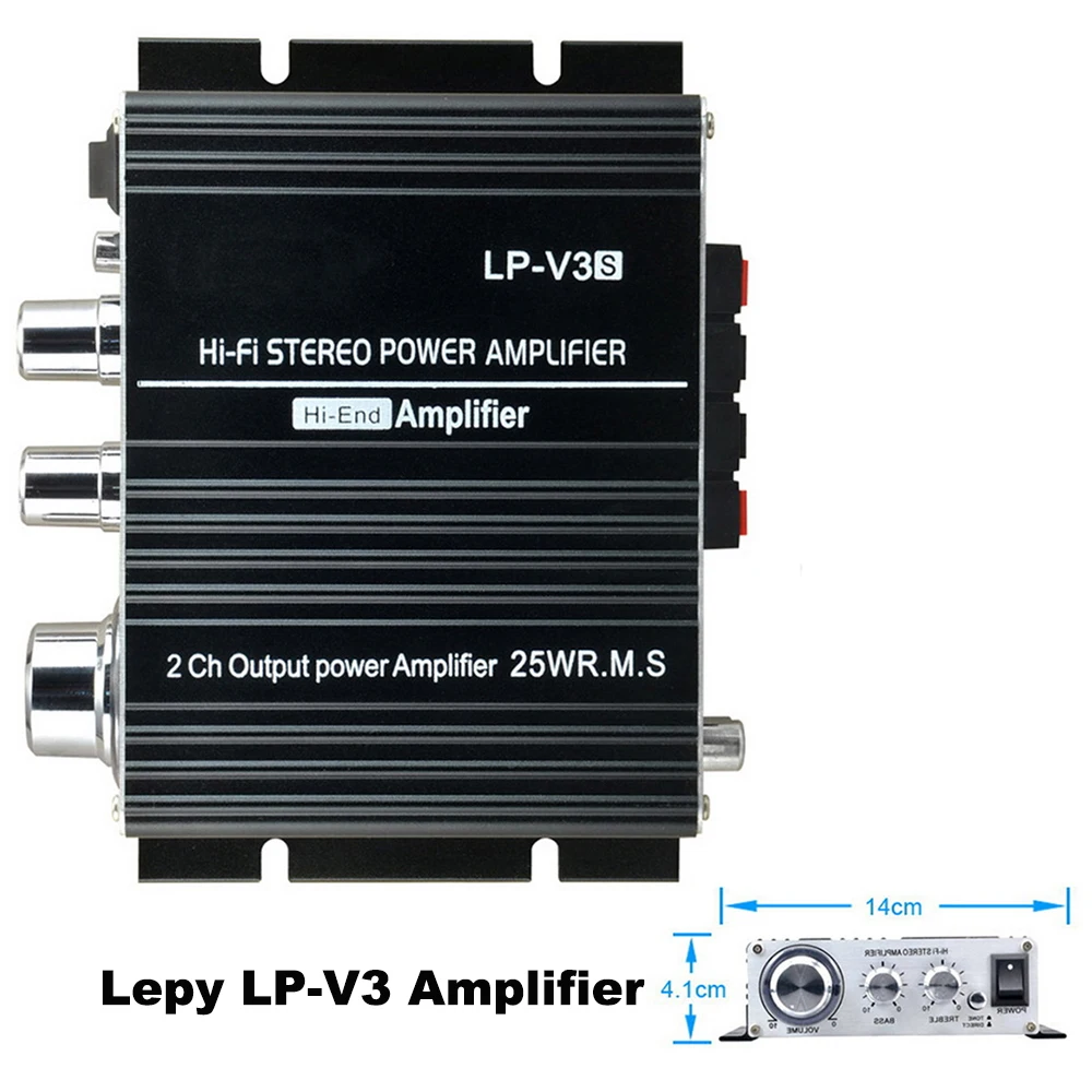 

20Hz - 20kHz Black 700W Power 3.5mm Songs Track 12V Mini LP-V3 Amplifier Stereo Connection Digital MP3 Hi-Fi Car Audio Speaker