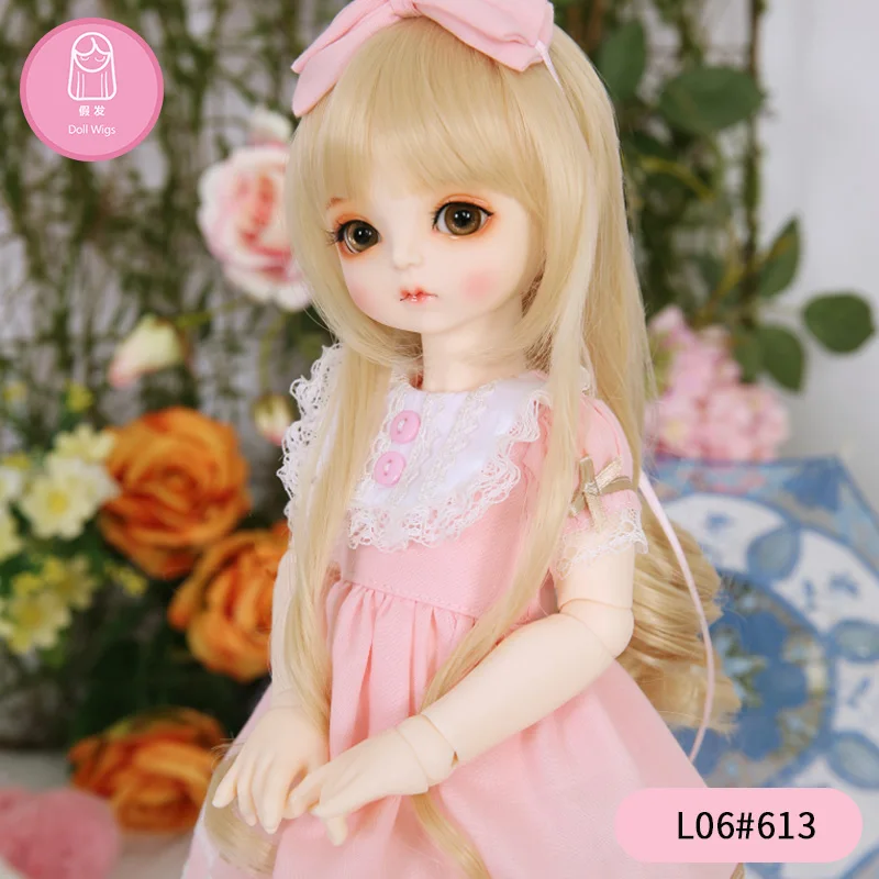 Парик для куклы BJD Doll1/3 22-24 см высокотемпературные длинные кудрявые с челкой модные волосы для девочек Золотой коричневый L06# oueneifs