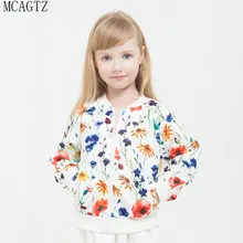 MCAGTZ/Цветочный принт Девочки Бейсбол пальто Верхняя одежда новые осень-зима куртка-ветровка для девочек, куртка для маленьких девочек, детская одежда,#040