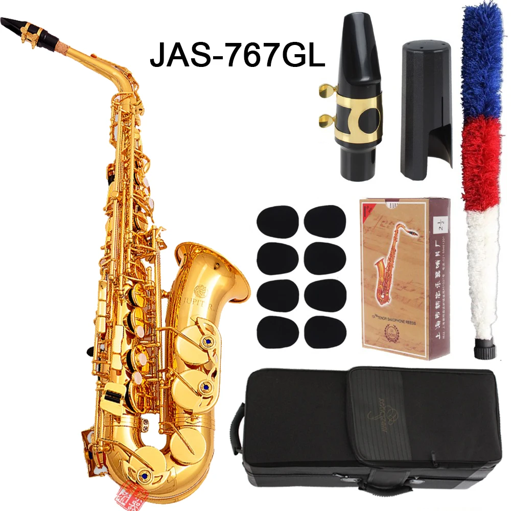 

Taiwan JUPITER JAS-767GL Eb Alto Saxophone Gold Lacquer Sax Alto Professional musical instrument with mouthpiece Free Shipping