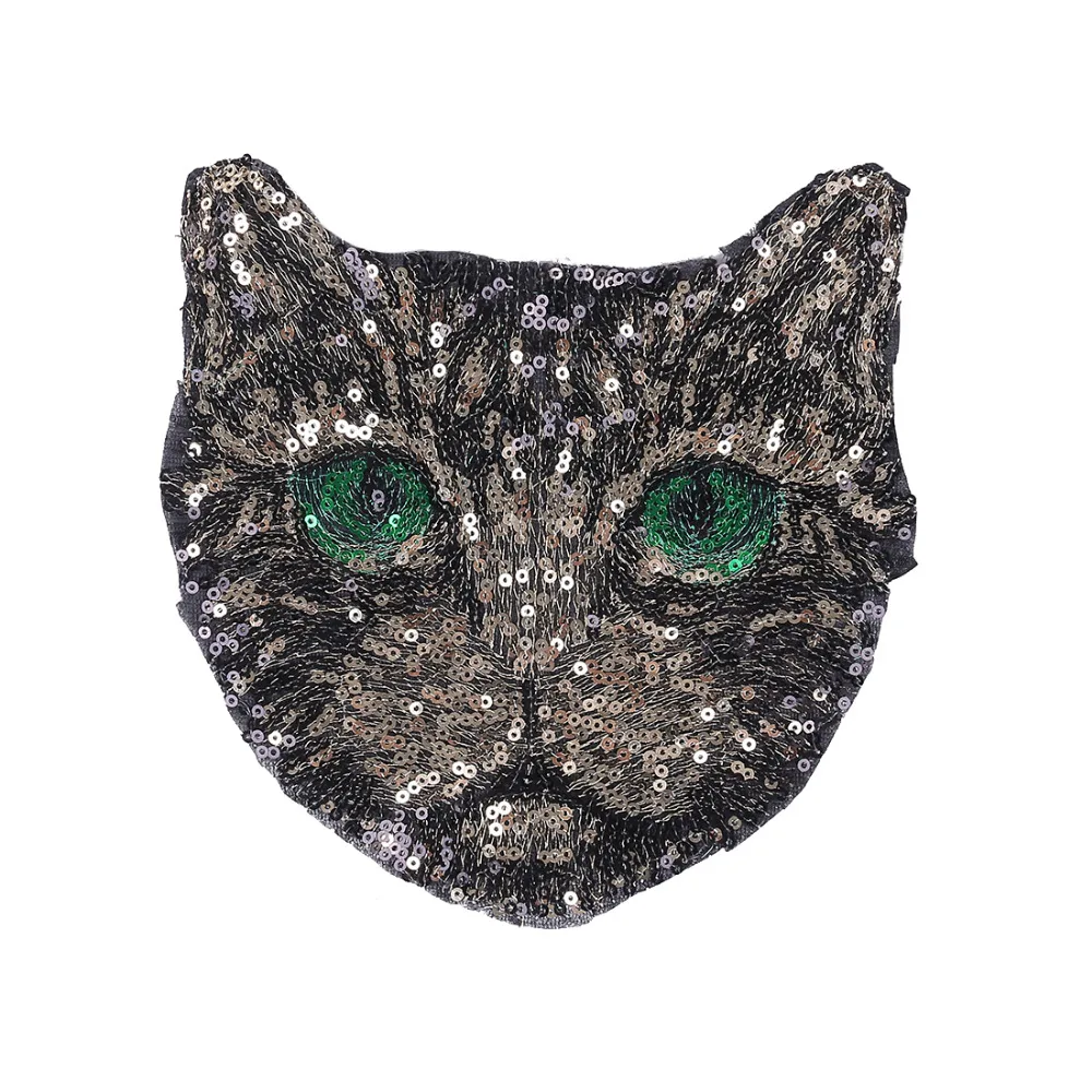 

smiry Cat Sew On Patch Clothes DIY Lovely Kitten Sequined Patches For Clothing DIY Fabric Badges Sewing Lace Applique Paillette