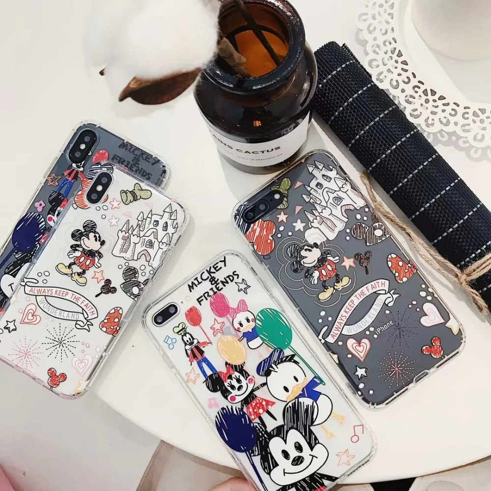 Чехол Hazy beauty для iphone 7 прозрачные силиконовые чехлы с рисунком Микки iPhone X XS XR Max 6 6S