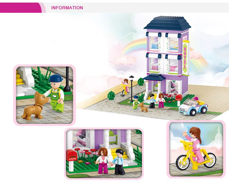 0531-SLUBAN-541pcs-Pink-Dreams-Hotel-Building-Blocks-Model-Bricks-Toys-Educational-DIY-Construction-Brick-toy (2)
