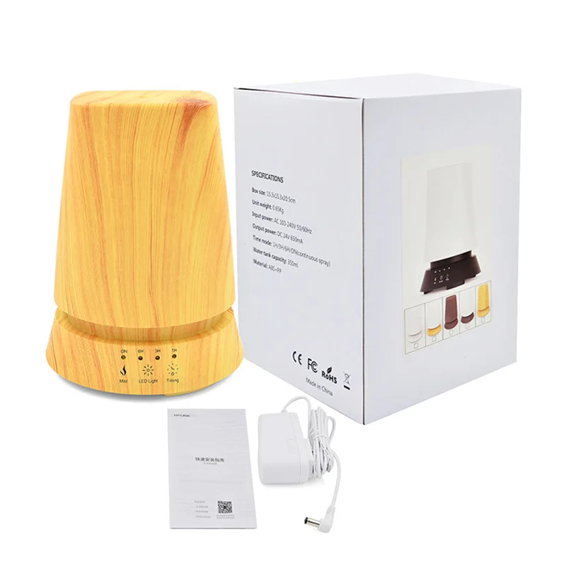 350ml Wood table lamp Aroma Essential Oil Diffuser Ultrasonic Air Humidifier Electric Aroma Diffuser 100v-240v Home-Wood