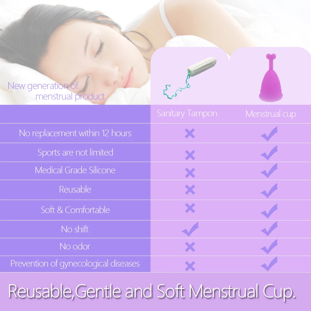 100 шт./лот женская гигиеническая менструальная чаша для женщин Coupe Menstruelle