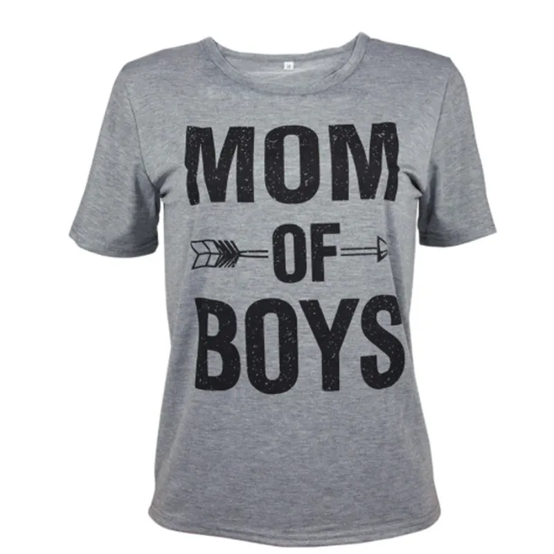 

2018 fashion women casual shirt letter MOM OF BOYS t-shirt short sleeve tee shirt Plus Size