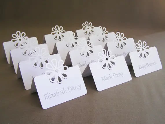 blank Flower Wedding Placecard tent place cards bridal baby shower Rehearsal Dinner Seating table number name Escort Cardpc001
