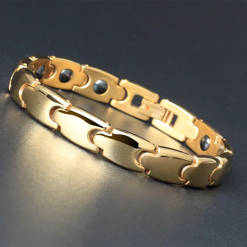 

Men's Titanium Bracelet Spot Wholesale Energy Stone Health Care Stainless Steel Couples Jewelry Gold