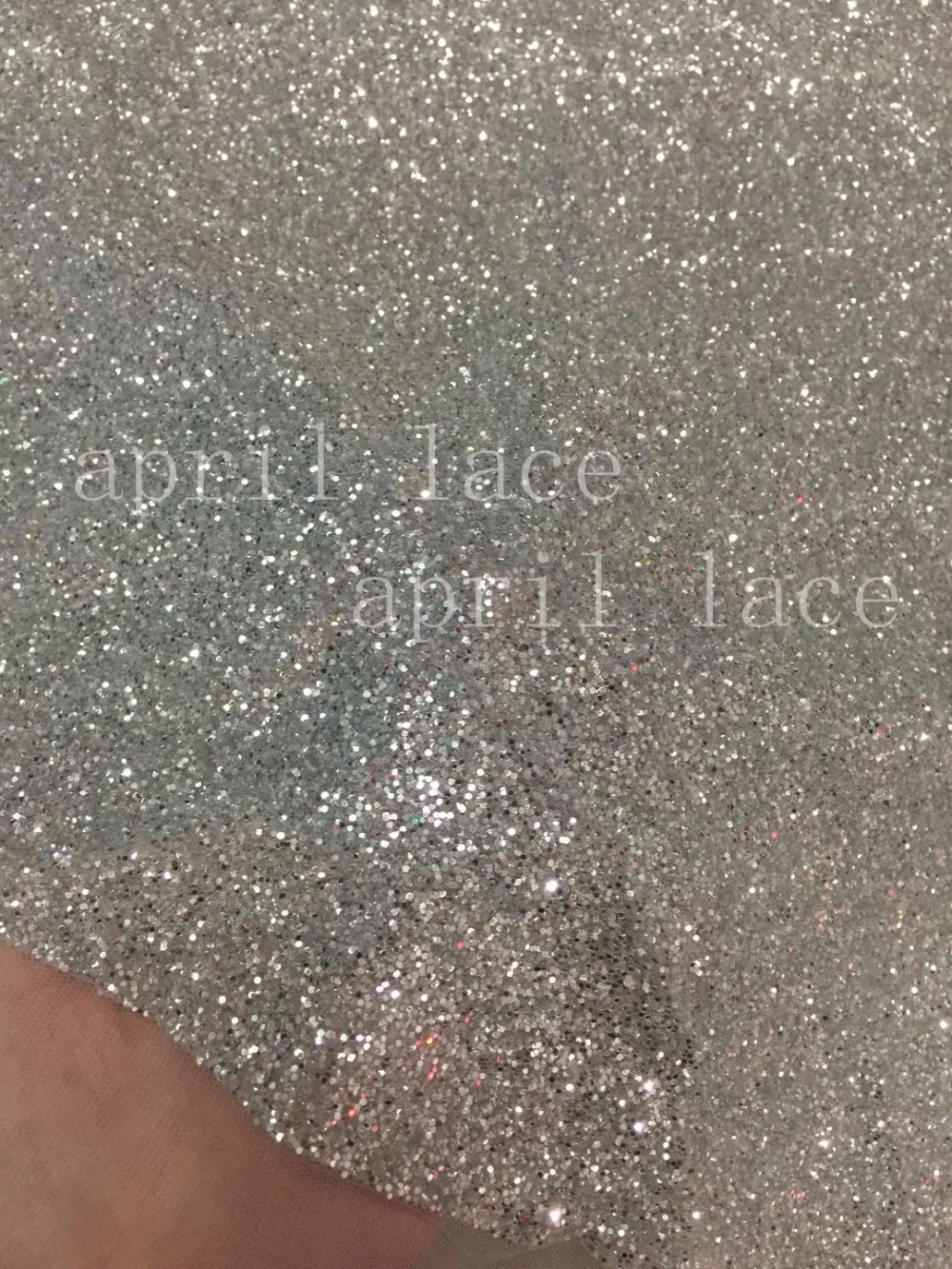 5 Yards New Bzh0015 Silver Color Glued Sparkle Glitter Mesh Tulle Lace