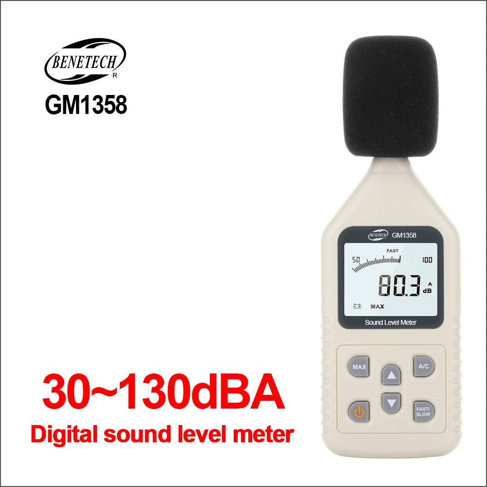 Измеритель уровня звука BENETECH GM1358 цифровой шумомер с диапазоном измерения 30 130