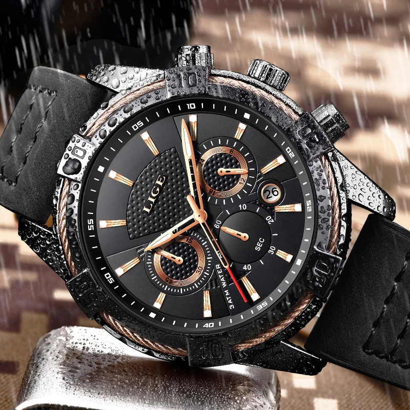 

2019 Horloges Mannen LIGE Fashio Waterproof Quartz Watch Mens Watches Top Brand Luxury Clock Men's Casual Leather Sport's Watch