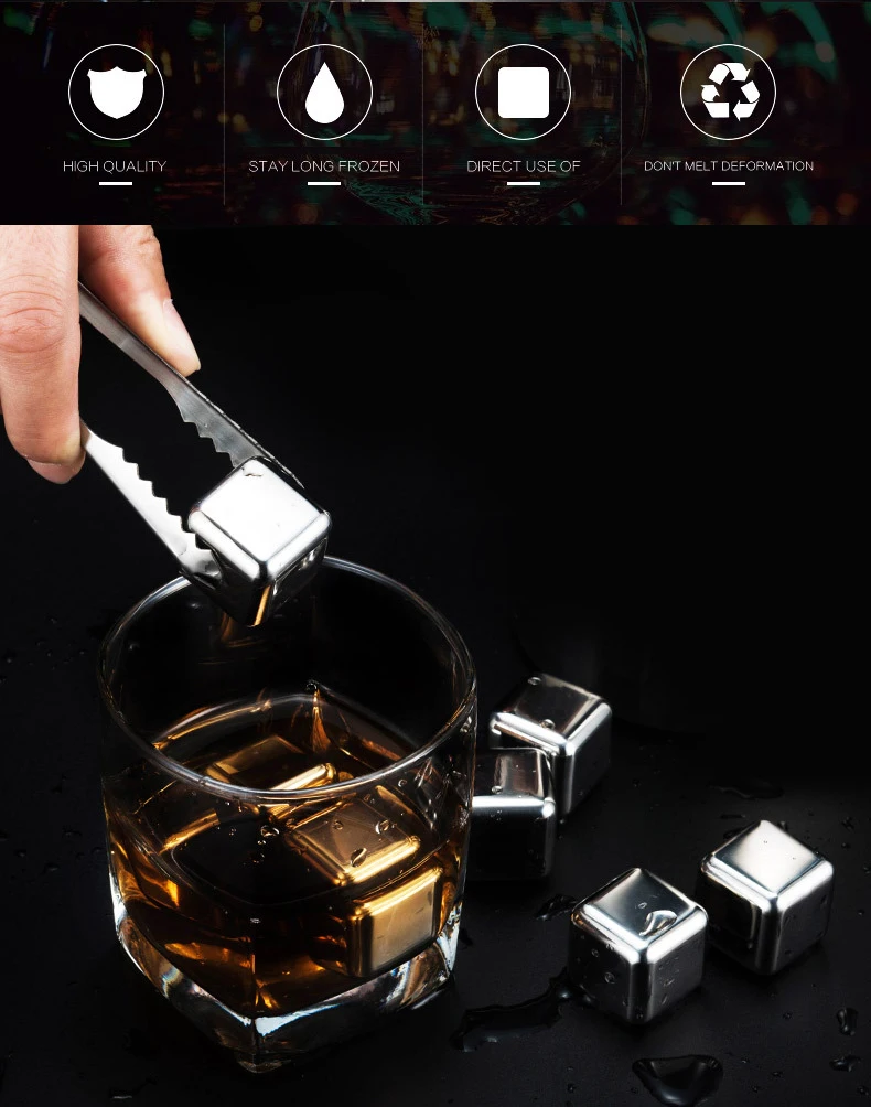 468 PCS Stainless Steel Ice Cubes Reusable Chilling Stones Vodka Wine Whisky Beer Cooler Holder Chiller Tool With Plastic Box-9