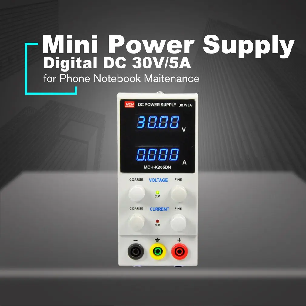 

30V/5A Digital Mini DC Power Supply Current Volt Display Adjustable Switching for Mobile Phone PC Notebook Maintenance