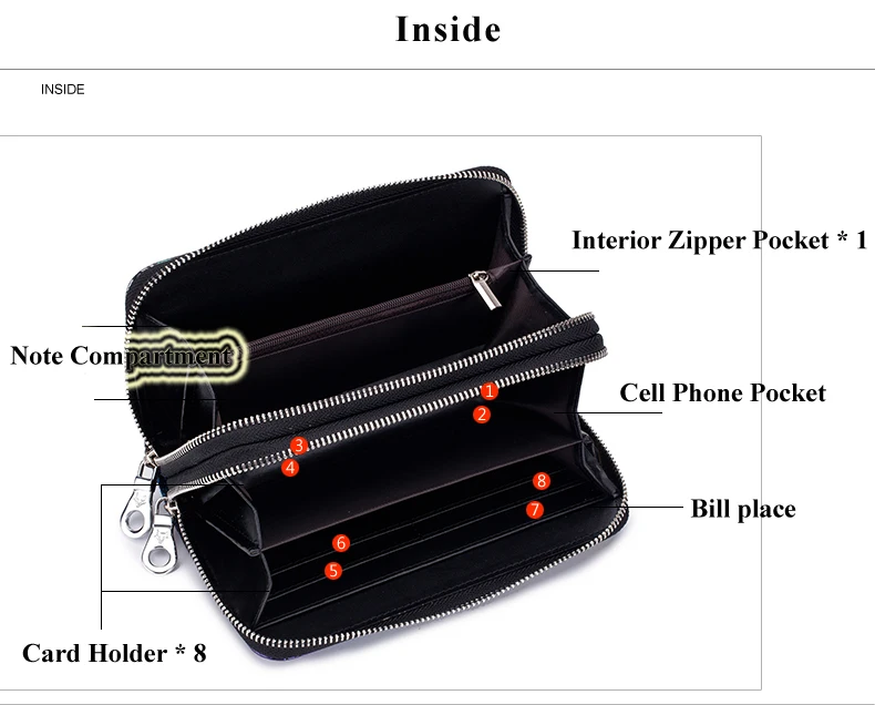 Lomelobo Hand Painted Lady Wallet Long Split Leather Flowers Women Cute Purse Girls Business RFID Card Holder portomonee HPL8349 Details (04)