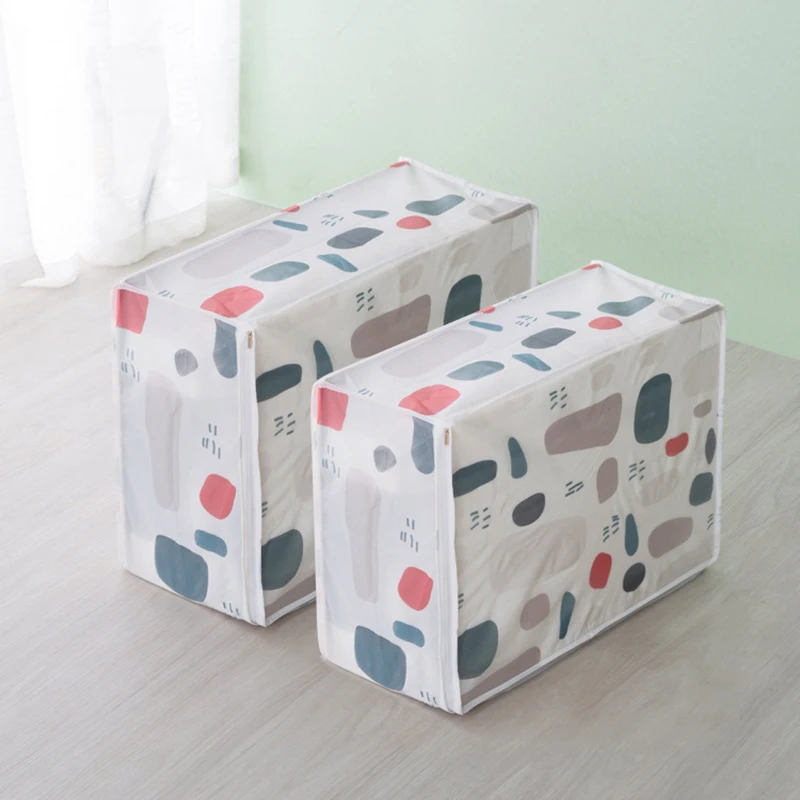 

Portable Waterproof Quilt Storage Bags Creative Printed Moisture-Proof Washable Luggage Bag Cotton Clothes Folding Organizer