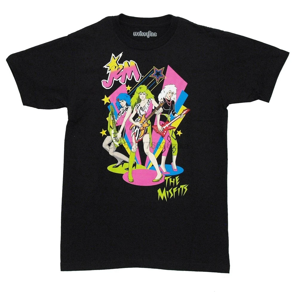 

Jem and the Holograms The Misfits Playing Retro Adult Black T-Shirt