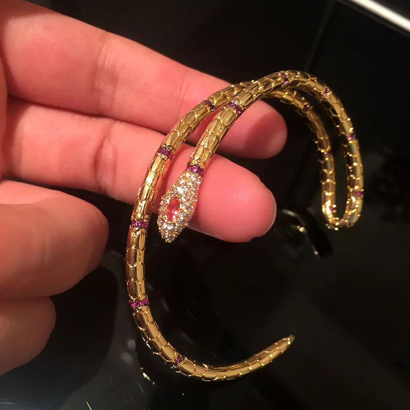 Высокое качество Винтажный Египетский Браслет Микро мозаичный Циркон змея золотистого цвета браслеты для женщин лучший подарок