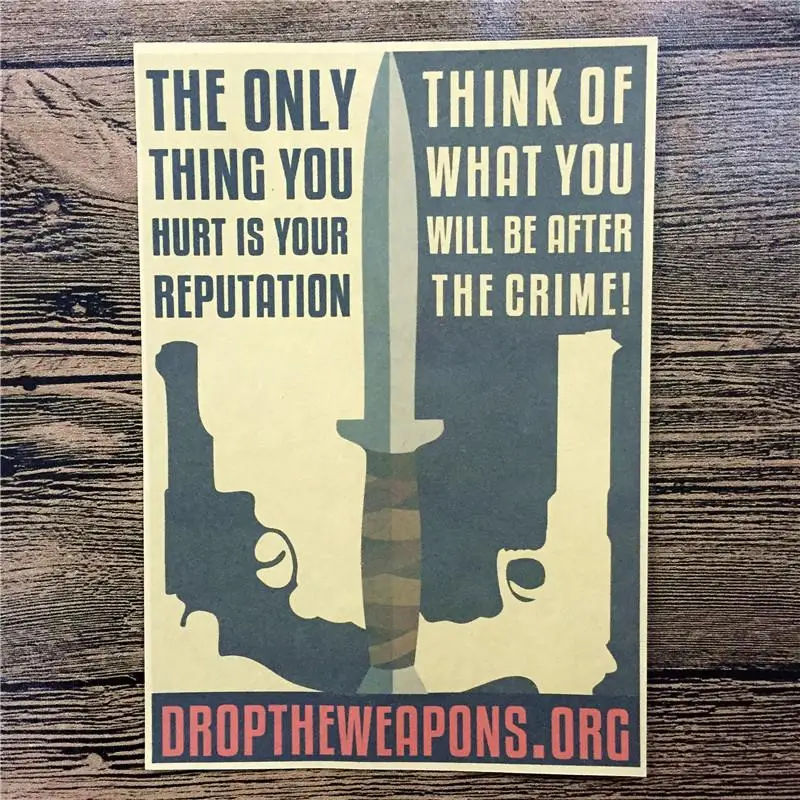 

42x30cm FI-151 Retro vintage poster Kraft paper "knife and gun "painting wall sticker art craft home decor Free shipping