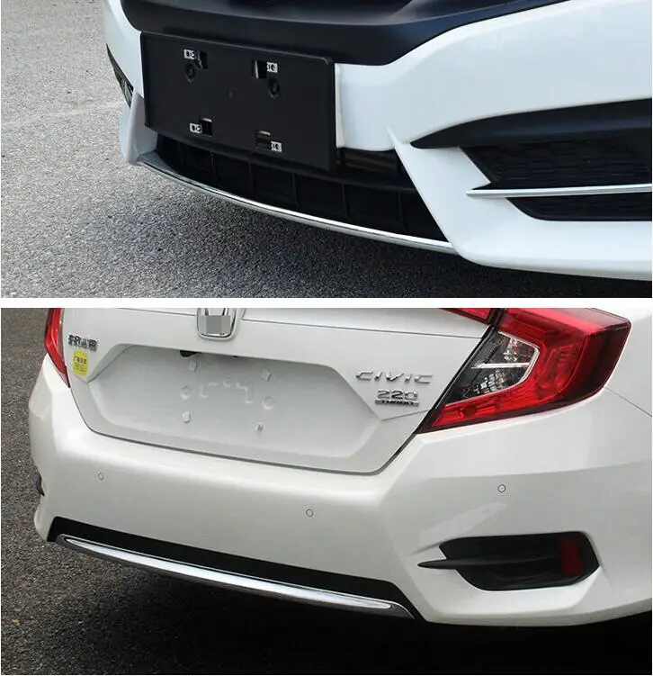 

NEW ABS Chrome Front & Rear Bumper Protector Guard Lid Fog Cover Molding Cover Trim For Honda Civic 2016 2017 2018