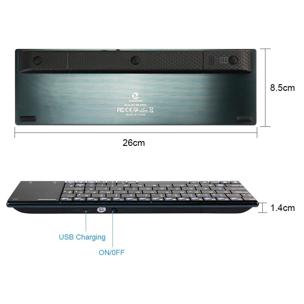 Zoweetek Mini i12plus 2,4 ГГц ультра-тонкая беспроводная испанская клавиатура тачпад комбо для ТВ-приставки Android PC игровая клавиатура
