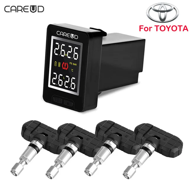 

CAREUD U912 Auto Wireless TPMS Tire Pressure Monitoring System with 4 Internal Sensors LCD Display Embedded Monitor For Toyota