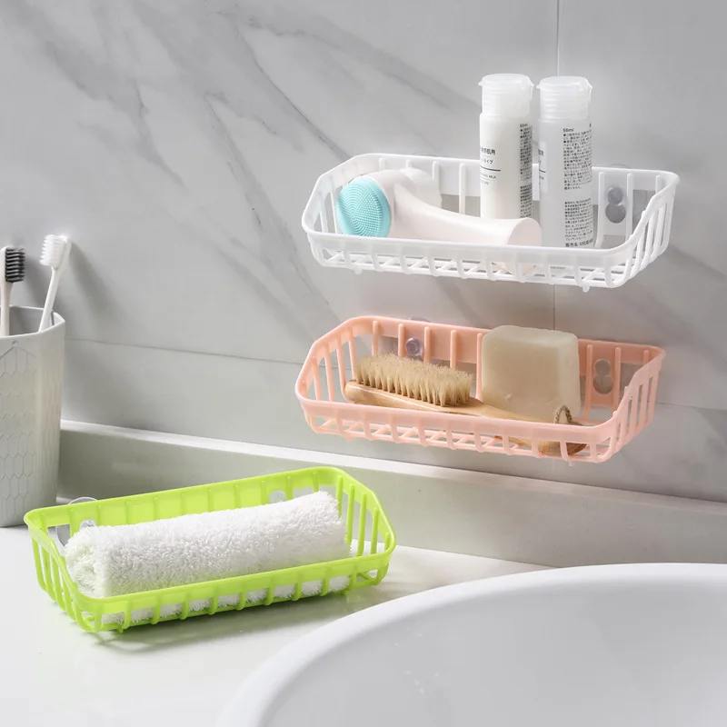 

1 Pc New Plastic Kitchen Accessories Sink Shelf Double Suction Cup Sponge Drain Rack Multifunction Storage Racks