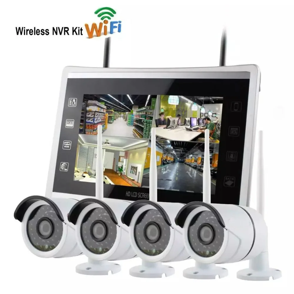 Yobang безопасности 12 дюймов монитор 4CH 960P wifi NVR комплект 1.3MP CCTV система безопасности IP камера P2P открытый домашний комплект видеонаблюдения