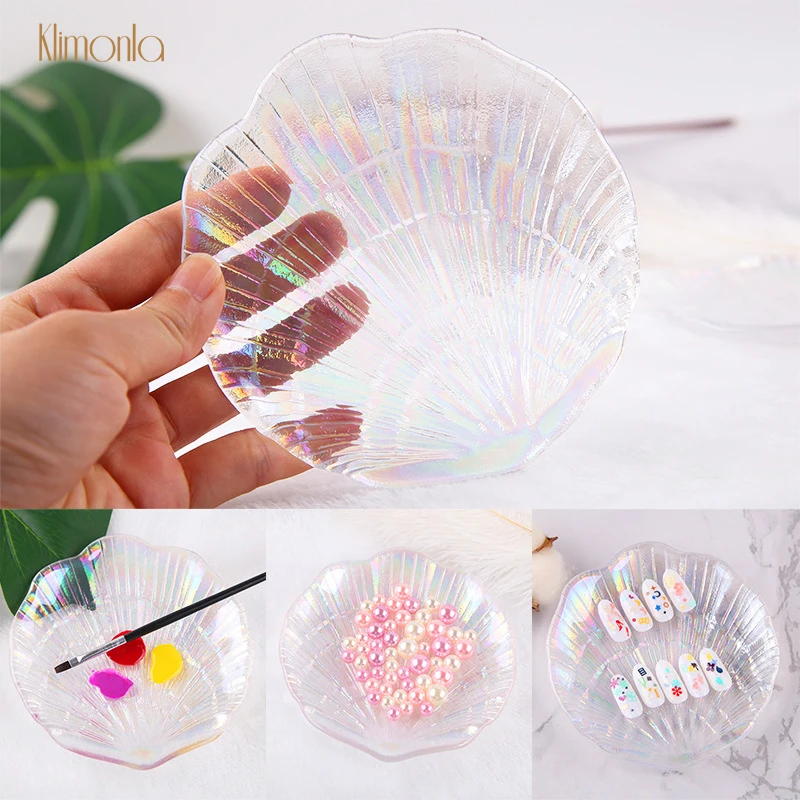 

1pcs Colorful Nail Art Shell Palette Transparent Glass Nail Display Tips Gel Polish Painting Board Manicure Tools