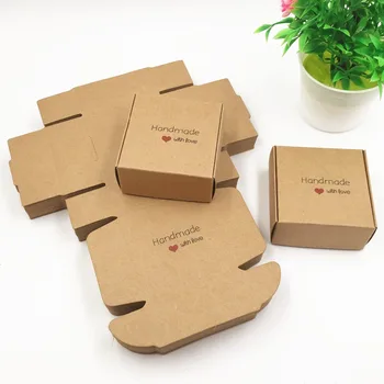 

50pcs/lot Kraft Paper Small Aircraft Packing Candy/Chocolates/Handmade Gift Boxes brown Square Storage Packaging Boxes