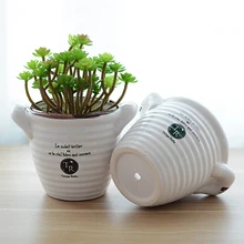 Garden breathable succulents flowerpot white ceramic pot garden pots bonsai pot zakka home decor garden decoration
