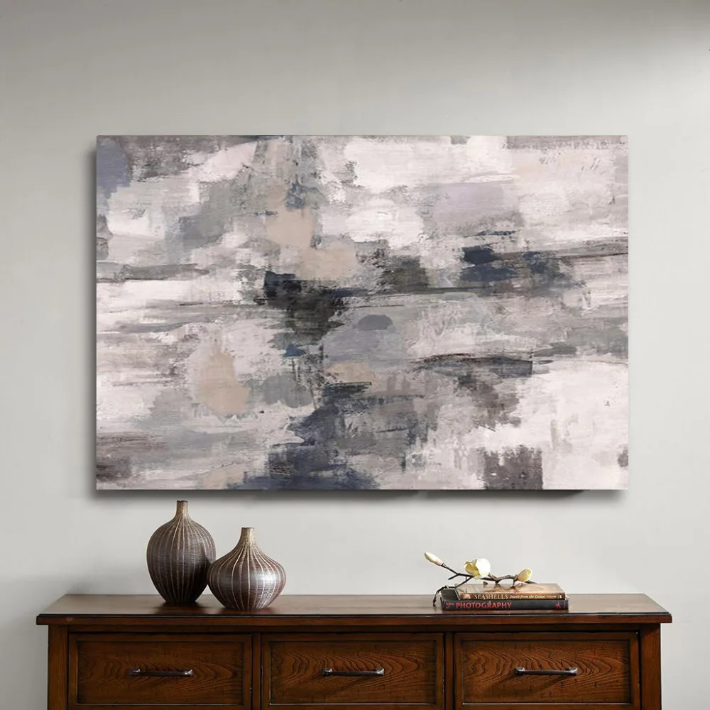 Handmade Gray Abstract oil Painting on Canvas Professional